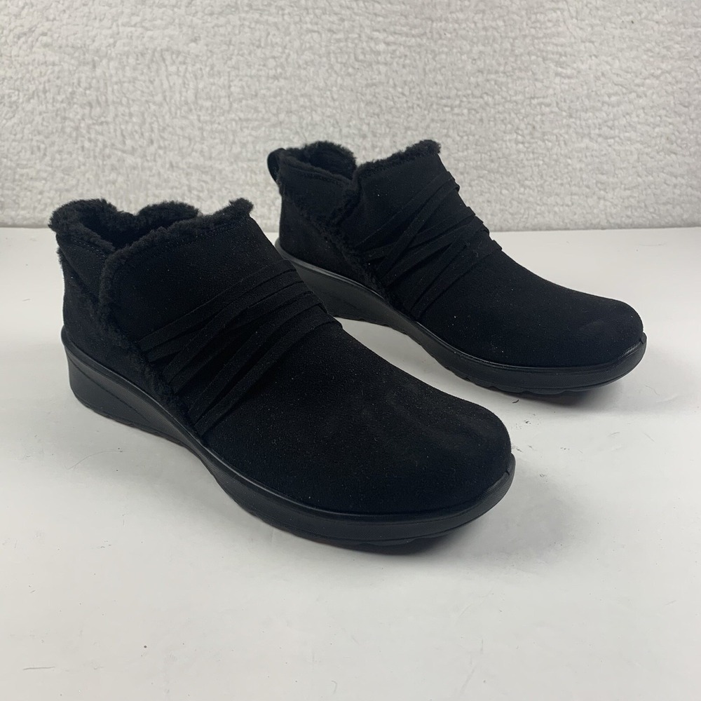 Bzees Glide Wonens 11 M Machine Washable Faux Fur-Lined Ankle Bootie Black 7477